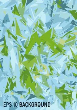 Abstract triangles background. Light blue and grass green polylines Stock Illustration