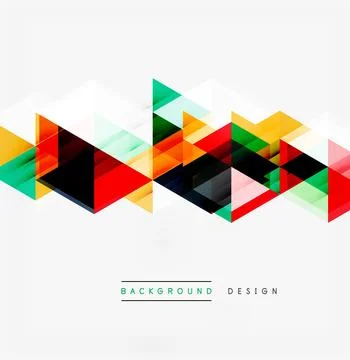 Abstract triangles form vibrant wave pattern. Colors overlap creating dynamic Stock Illustration