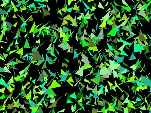 Abstract triangles green leaves on black Stock Illustration