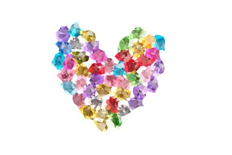 The Abstract Triangles line heart made of precious stones on white background Stock Photos