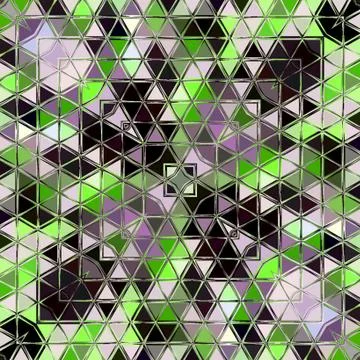Abstract triangles mosaic pattern in green, grey, white Stock Illustration