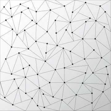 Abstract triangles outlines with dots connect on white background. Technology Stock Illustration