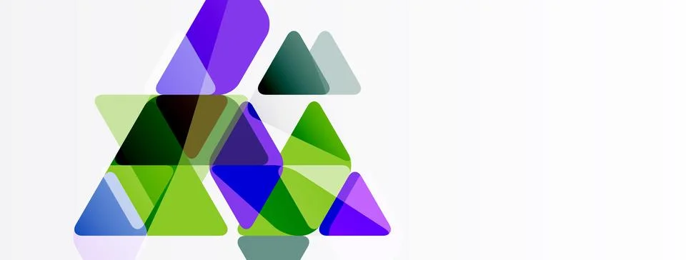 Abstract triangles overlap, creating vibrant geometric composition. Colors Stock Illustration