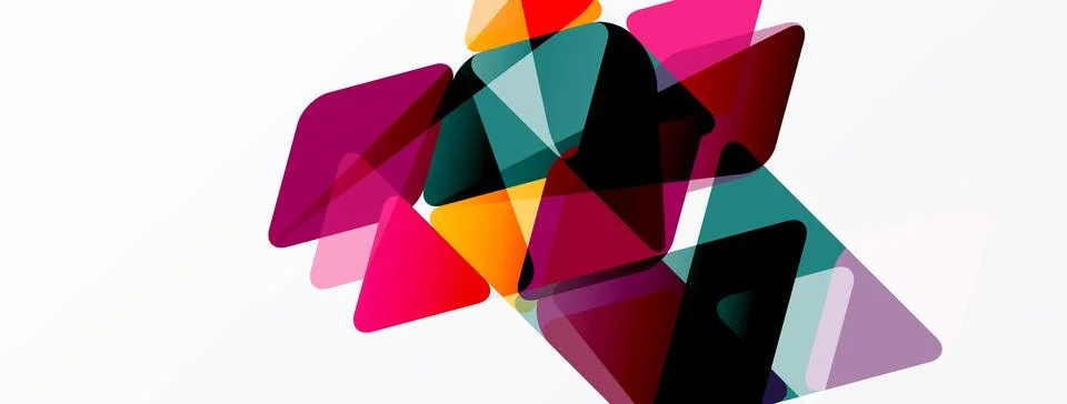 Abstract triangles overlap, creating vibrant colorful shapes. Composition fee Illustrazione stock