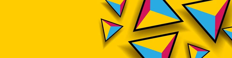 Abstract triangles pattern. Color triangles on yellow background.  스톡 일러스트