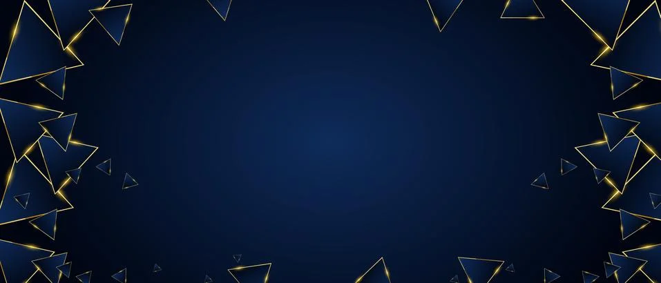 Abstract triangles pattern luxury dark blue with gold vector background Stockillustratie