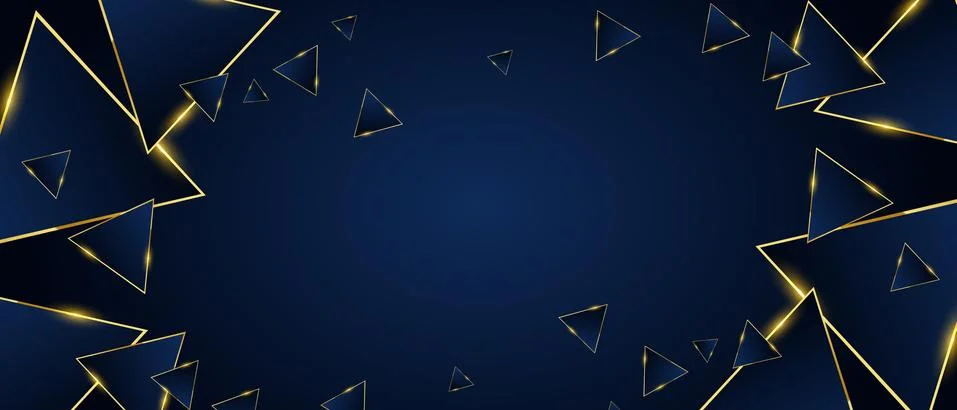 Abstract triangles pattern luxury dark blue with gold vector background 库存插图