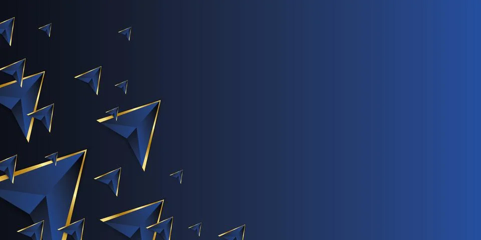 Abstract triangles pattern luxury dark blue with gold vector background Illustrazione stock