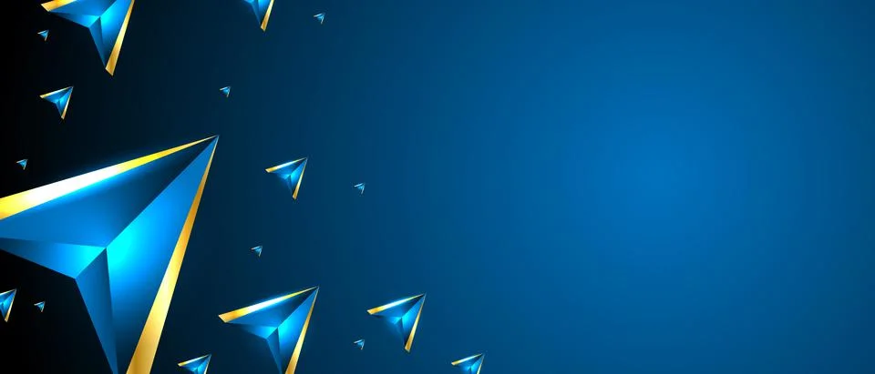 Abstract triangles pattern luxury dark blue with gold vector background. EPS 10. Illustrazione stock