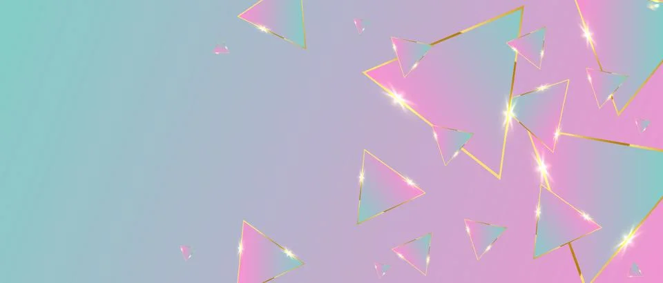 Abstract triangles pattern, luxury pink with gold. Modern vector background. 스톡 일러스트