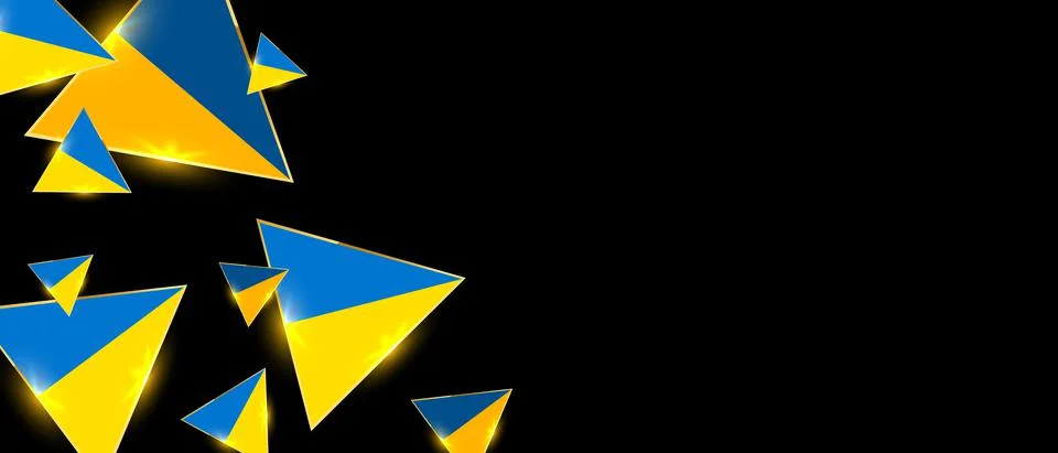 Abstract triangles pattern. Luxury Ukraine flag concept with gold. Modern vector Illustrazione stock