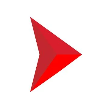 Abstract triangular arrow icon on white background. glossy triangle arrow. Ilustración de archivo