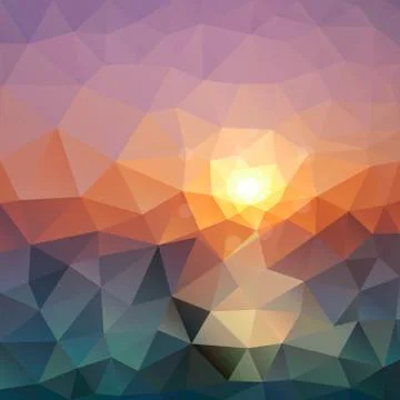 Abstract triangular background. Bright polygon texture of sea sunset for desi Stock Illustration