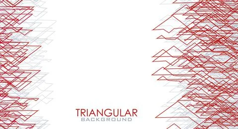 Abstract triangular background with outline red and grey triangles. Vector gr Stock Illustration
