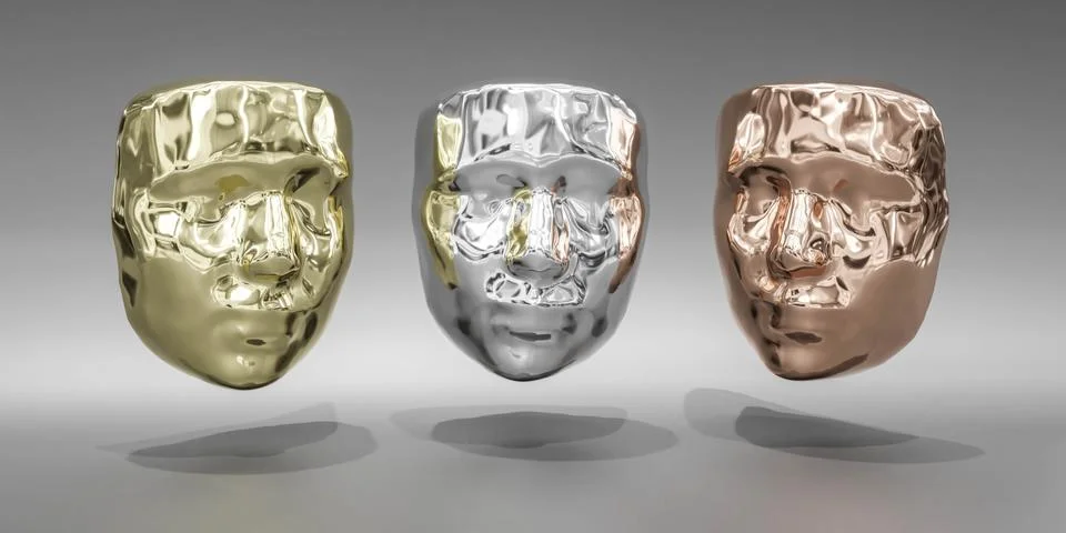 Abstract triangular faces polygon mesh surface in silver, bronze, gold metal Illustrazione stock