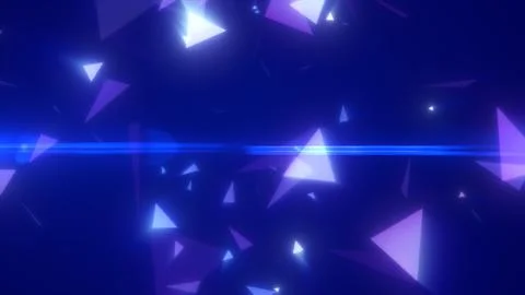 Abstract triangular fragments blue bright glowing, magical energy abstract ba Stock Illustration