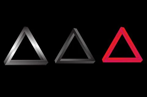 Abstract triangular frame set metallic and red gradient geometric Illustrazione stock