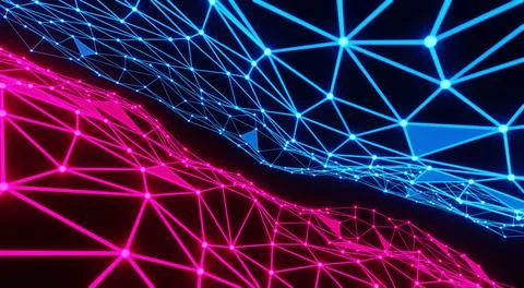 Abstract triangular future blue pink background. Modern wallpaper digital des 스톡 일러스트