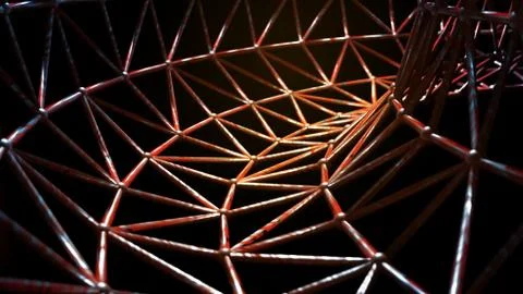 Abstract Triangular Grid Mesh Tunnel. Innovative Background Illustrazione stock