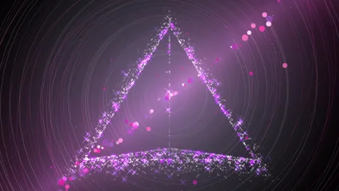 Abstract Triangular Light Sparkling Particles And Spinning Orbits Stock Footage 320438750