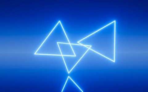 Abstract triangular neon rays, 3d rendering. Stock Illustration