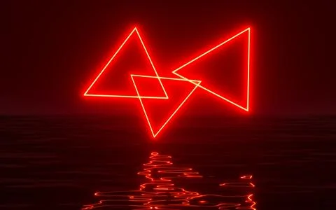 Abstract triangular neon rays, 3d rendering. イラスト素材
