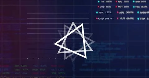 Abstract triangular shape over stock market and financial data processing on Stock Illustration