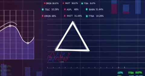 Abstract triangular shape over stock market and financial data processing on Stock Illustration