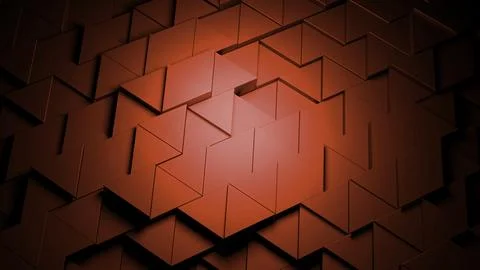 Abstract triangular tile pattern animation. Design. Wall of small 3D figures of Stock Illustration