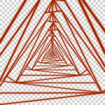 Abstract triangular tunnel is forming in flat design, with red angular frames on Stock Illustration