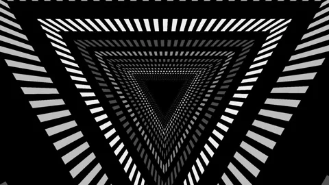 Abstract Triangular Tunnel Motion Background Loop with Geometric Striped Walls Stock Footage 331998488