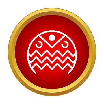 Abstract tribal design in gold bordered red circle 库存插图