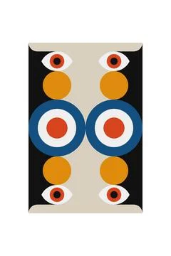 Abstract Tribal Geometric Pattern with Symmetrical Ethnic Ornament in Mid C.. Stock Illustration