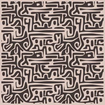 Abstract Tribal Maze Pattern geometric shapes, Vector Background Stock Illustration