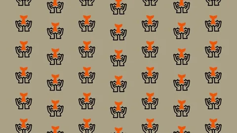 Abstract tribal pattern with orange heart symbol. Stock Footage 325383143
