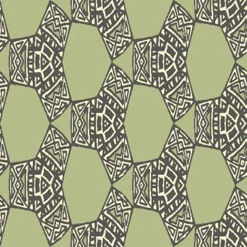 Abstract tribal seamless vector pattern in green Stock Illustration