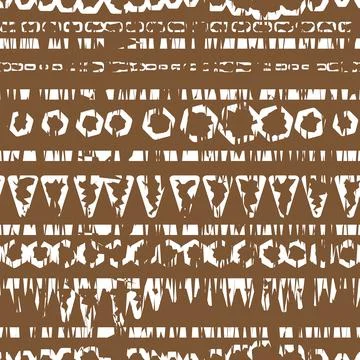Abstract tribal vector Brown white repeat seamless pattern with cut paper Age Illustrazione stock