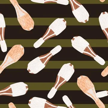 Abstract trick seamless doodle pattern with random juggler mace elements. Gre Stock Illustration