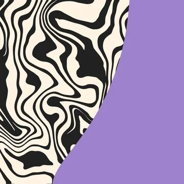 Abstract trippy marble background with purple copy space. Trendy square backdrop Stock Illustration