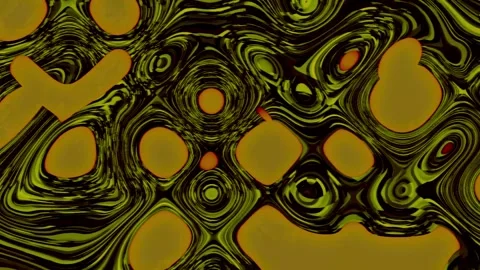 Abstract Trippy Yellow Liquid Cells and Green Marble Fluid Motion Background 库存影片 325775565