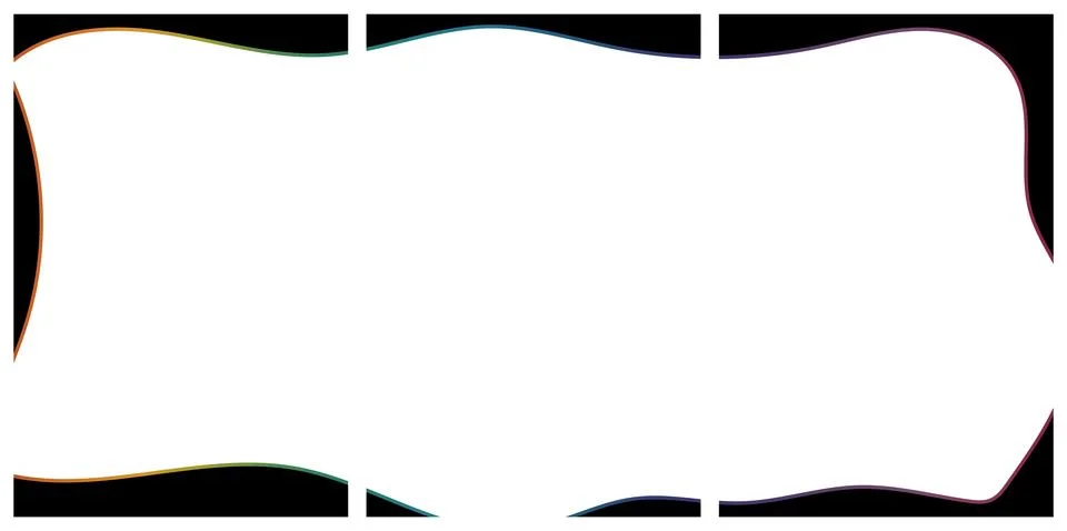 Abstract triptych frame with wavy rainbow edges Stock Illustration