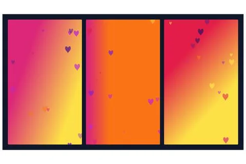 Abstract Triptych Illustration Featuring Vibrant Gradient Backgrounds with .. Иллюстрация