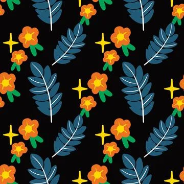 Abstract tropic plants botanical repeat pattern Stock Illustration