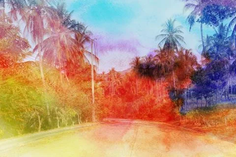 Abstract tropical landscape Stock Illustration