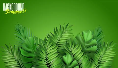 Abstract tropical leaf background. Repeating tropic leaves pattern. Green 스톡 일러스트