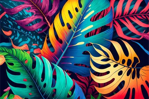 Abstract tropical leaf colourful background generated ai (2) Illustrazione stock