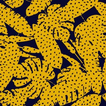 Abstract Tropical leaf seamless pattern with exotic monstera leaves wallpaper Stock Illustration