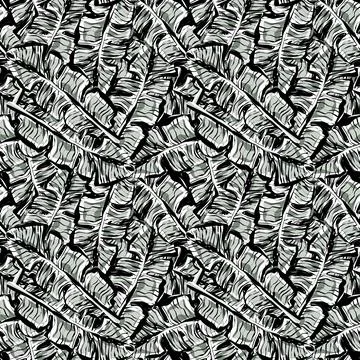 Abstract tropical leaf seamless pattern. Camouflage background of exotic leav Stock Illustration