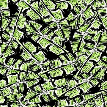 Abstract tropical leaf seamless pattern. Camouflage background of exotic leav Illustrazione stock