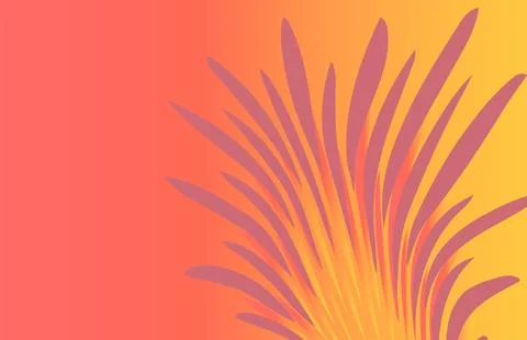Abstract Tropical Palm Leaf Gradient Background In Warm Coral Orange And Ye.. Illustrazione stock